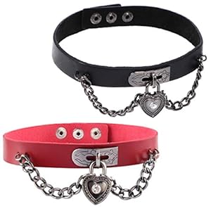 HEALLILY 2 Stuks Zwart Lederen Choker Ketting Met Hart Hanger Gothic Punk Kraag Verstelbare Vintage Kraag Ketting…