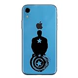 IPXr Couverture Coque Cover TPU Gel Transparent, Doux, Garde, Protecteur, Black Hero Collection Spéciale, Captain America Noir, iPhone XR