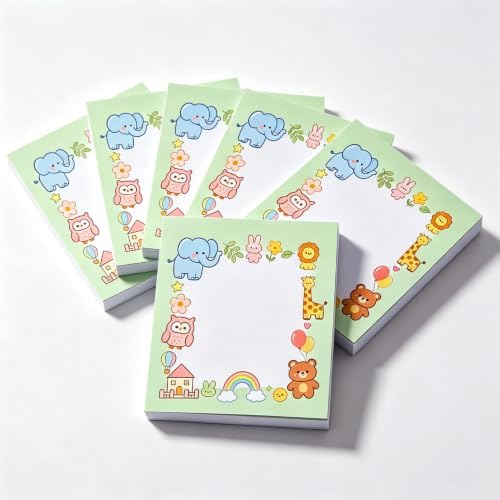 Cute Animal Sticky Note Pads, 6 Pack 3x3 inch Self-Stick Memo Pads - Kawaii Cartoon Notepads, 50 Sheets, Funny Desk Accessories, Trendy Gift for Home, Office, School, Daily Use, Journaling & Reminders image 5