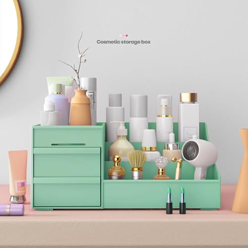 Image of TEKCOOL Plastic Storage Box Organizer for Makeup, Cosmetics, Jewelry, Skincare, Stationery - Multipurpose Storage Organizer for Home, Office, Dressing Table, Women & Girls (Green)