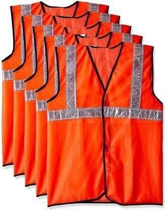 Jemei Reflective Safety Vest with 2 Inch Strips 60 GSM Unisex Fluorescent Traffic Jacket Waistcoat High Visibility Polyester for Road, Industry & Construction Safety (Orange) Set of 5 (B08QD8MRKW) Amazon Price History, Amazon Price Tracker