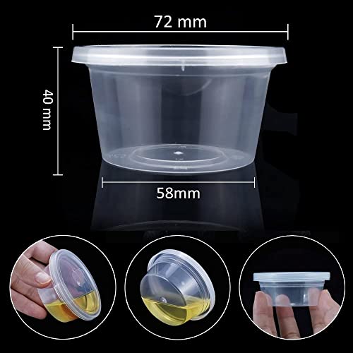 Image of Augshy Small Slime Containers With Lids, 50 Pack Hawaiian Shaved Ice Mold Jello Shot Cups Condiment Containers Plastic Portion Cups with Lids for Salad Dressing Food Storage Containers (4 oz)