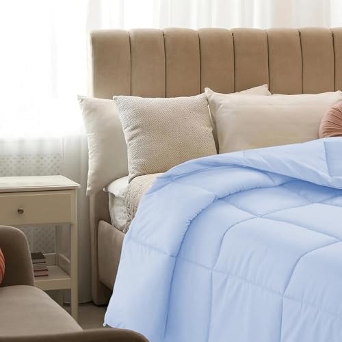 Image of Quilt for All Season 150 GSM Comforter Duvet /Ac Blanket Single Bed Soft Microfiber Lightweight (60 inch X 90 inch Inches) - Single Bed Comforter - Sky Blue Color