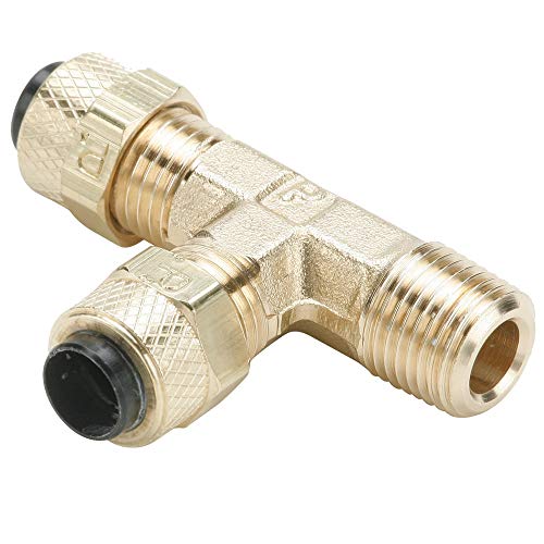 Parker Hannifin 171P-6-4-pk10 Male Run Tee Fitting, Poly-Tite Brass, 3/8
