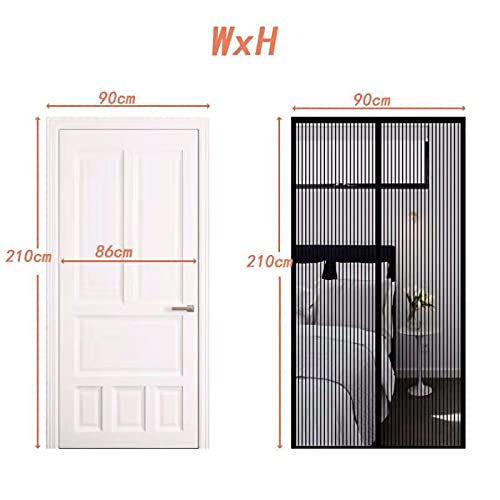 Magnetische hordeur 75 x 180 cm Mesh Fly Gordijn Met Verbeterde Magneten Past Deur Grootte Tot Mesh Gordijn Voor Franse Deuren Patio Door Zwart