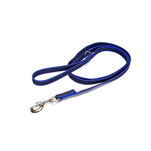 Julius-K9, 216GM-B-S2, Color & Gray gumierte Leine, blau-grau, 20 mm x 2 m mit Schlaufe und D-Ring, max für 50 kg Hunde