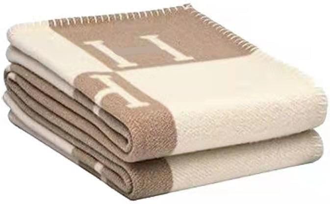H Pattern Blanket: Soft, Warm, Portable Blanket, Sofa Blanket, Home Decoration, Leisure and Daily use 50 * 70inch (Khaki)