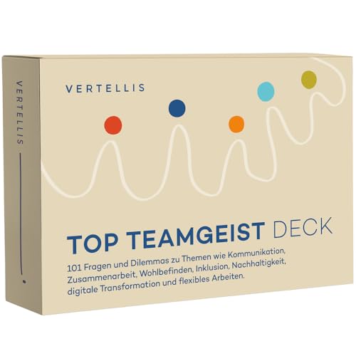 Vertellis TOP Teamgeist Deck Kartenspiele für Erwachsene 101 Fragen und Dilemmas für großartiges Teamwork