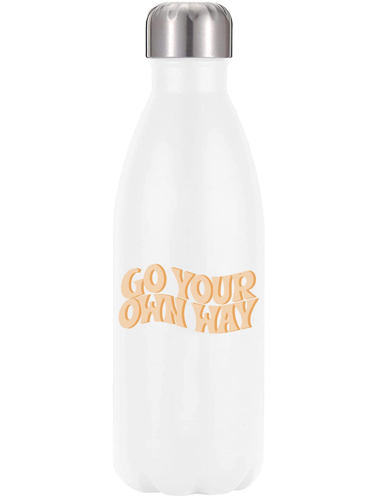 Botella de acero inoxidable sin BPA con aislamiento térmico y acabado blanco