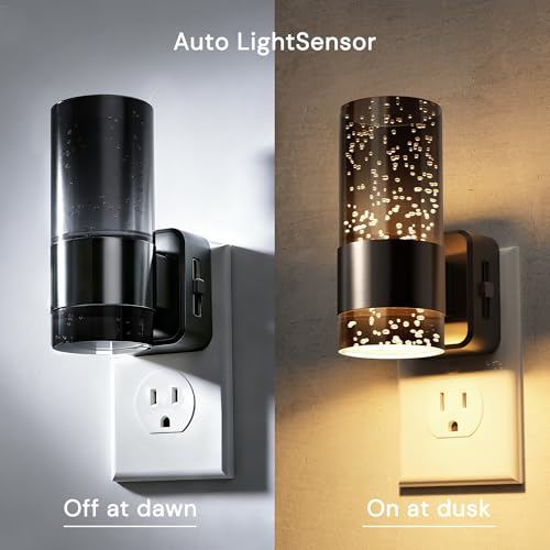 Image of L LOHAS LED Night Lights Plug into Wall, 2 Pack Acrylic Bubble Night Light,Dimmable Nightlight with 0-100 LM, 3000K Plug in Night Light with Dusk to Dawn Sensor, for Bathroom Hallway Bedroom