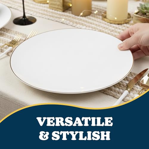 Platos cargadores blancos martillados de plástico orgánico 13" (Pack x4) miniatura 3