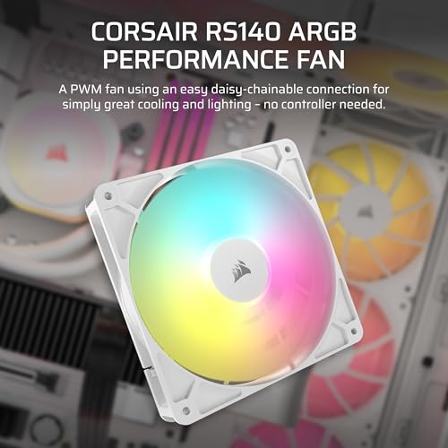 Image of CORSAIR RS140 ARGB 140mm PWM Fan - Daisy-Chain Connection - Low-Noise - Magnetic Dome Bearing - Single Pack - White