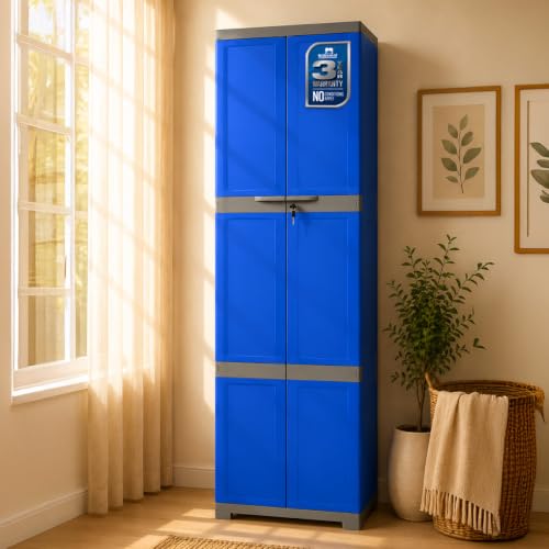Nilkamal Freedom Mini Large Plastic Storage Cabinet Deep Blue & Grey with 2 Doors