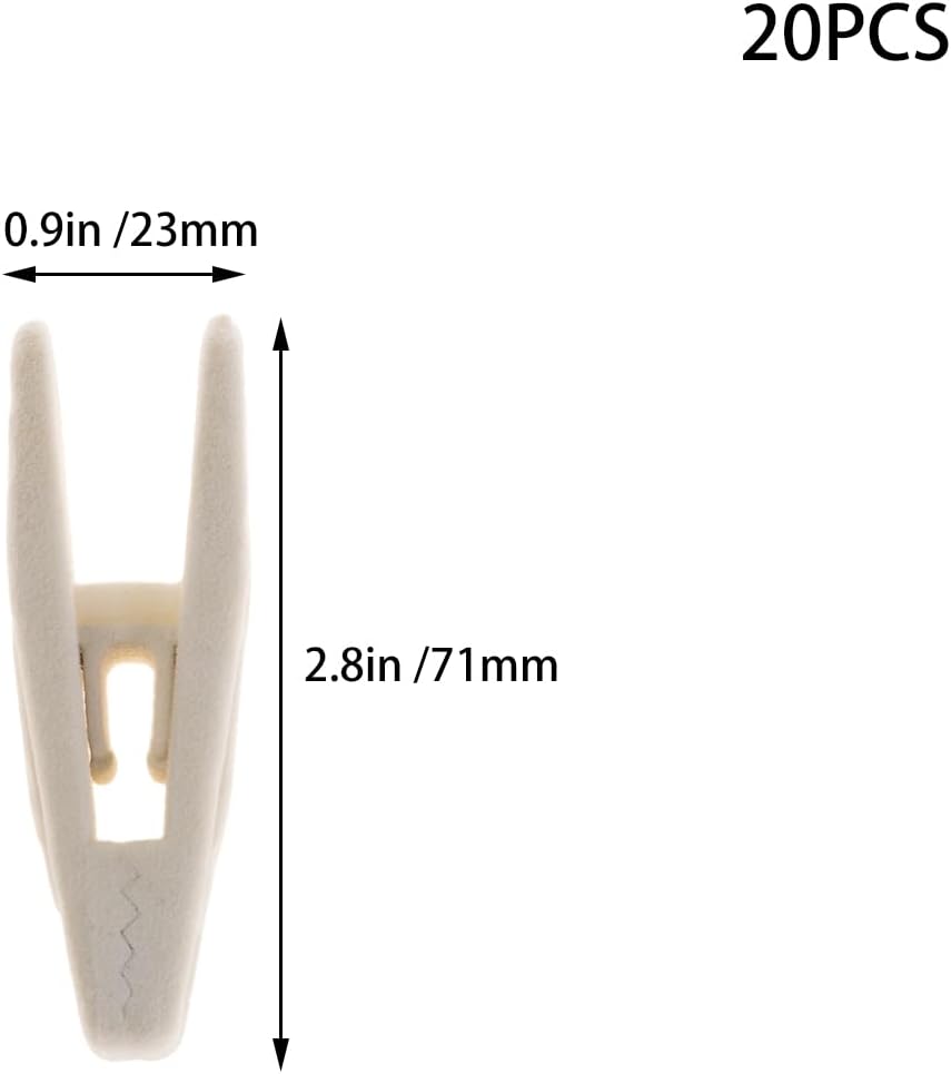 LVYKING 20Pk Velvet Hanger Clips Ivory for Felt Hangers