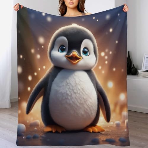 Manta de microfibra de pingüino con acabado mullido de alta densidad 2
