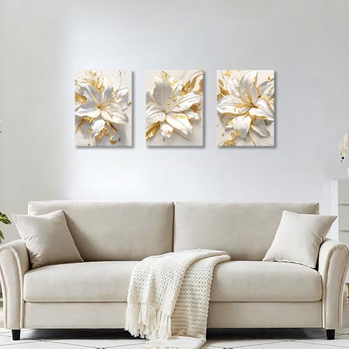 3Pcs White Framed Canvas Wall Art - Image 3