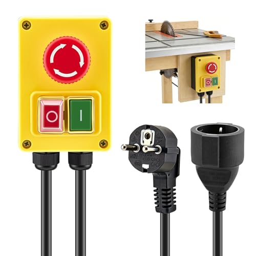 Interruptor monofásico de 230 V,enchufe interruptor con gran botón rojo, corte por voltaje cero, interruptor de máquina para apagar rápidamente fresadora, otros dispositivos eléctricos industriales