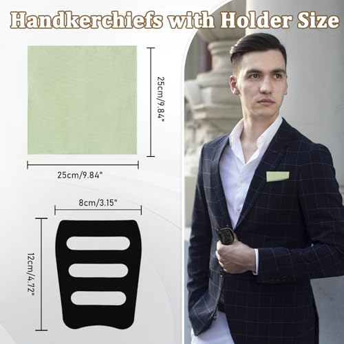 Image of LJBFNN Pocket Squares Handkerchiefs for Men Soft Cotton Mens Womens White Pocket Square with Holder for Suit Wedding Business