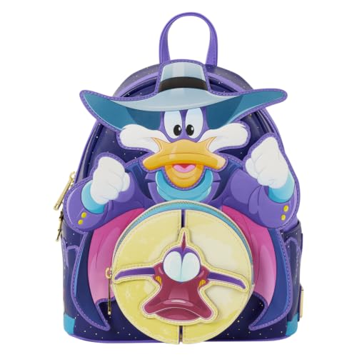 Loungefly Disney: Darkwing Duck - Glow-in-the-Dark - Mini Backpack with Enamel Zipper Charm - Exclusive in-House Artwork - Collectible Bags