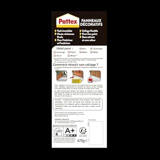 Pattex Colle Fixation Panneaux Décoratifs (cartouche 470 g) – fixation multi-matériaux, résistante ultra forte