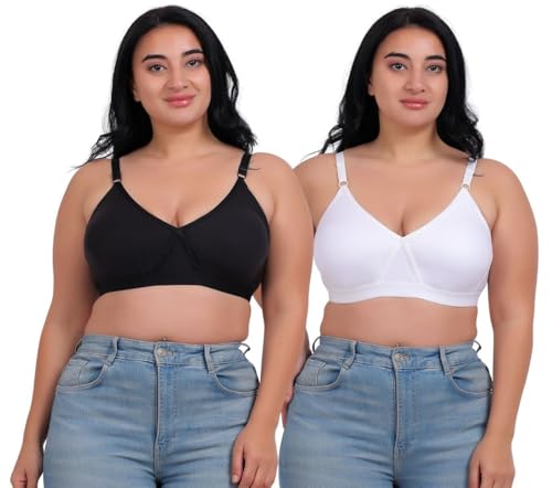 Image of Fabme Women's Seamless Plus Size Cross-Belt -White, Black Pack of 2, 3