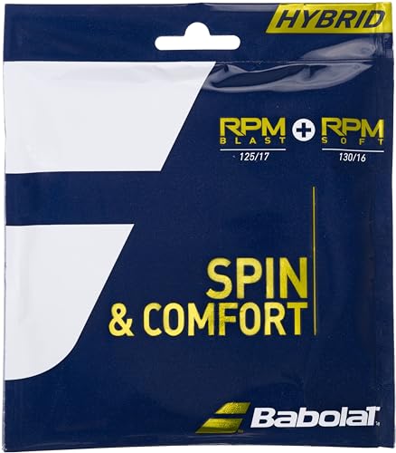 Babolat Hybrid RPM Blast 17g + RPM Soft 16g Black/Grey Tennis String (4 Sets)
