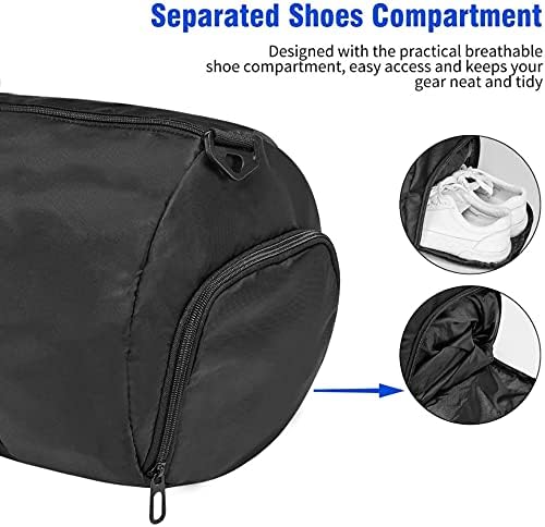 Gym Duffle Bag with Shoe Compartment Foldable Men Women Travel Fitness Holdall Barrel Sports Bags - Shoulder Strap Swimming Football Basketball Tennis Luggage Weekender Light Weight Dry Bags