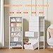 Furnulem White Tall Dresser for Bedroom,Vertical Storage Tower Unit and End Table with 6 Fabric Drawers, Nightstand Furniture with Drawer Organizer in Living Room,Closet,Entryway,Hallyway
