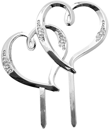 Simplicity Silver Hearts Wedding Cake Topper, 1pc, 4''W x 5''H