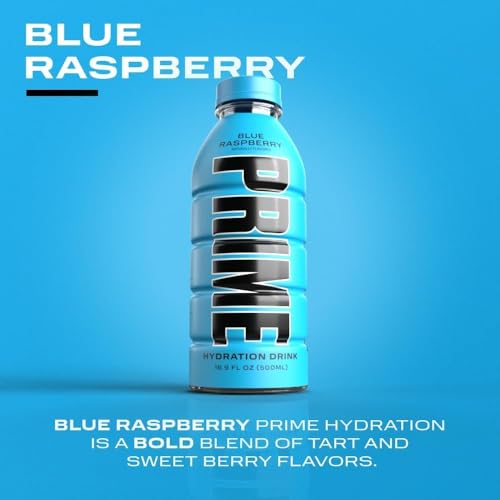Image of Prime Hydration Drink Variety Pack, Ice Pop, Blue Raspberry, Lemon Lime and Tropical Punch,Strawberry Flavours, 500ml Each, 5 Bottles With Free Flavourito Kunafa Chocolate 20g By Decadent Foods