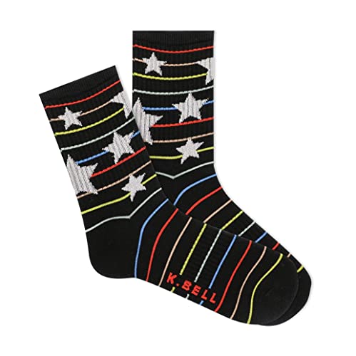 Image of K. Bell Women's Metallic Stars Active Socks 1 Pair, Black, Women's 9-11 Shoe