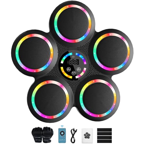 FOOING Smarte Musik-Boxtrainer mit RGB-LED – Wand-Boxmaschine Bluetooth 9 Stufen, Auto Schlagzählung, LED-Ziel & Handschuhe für Heimtraining Erwachsene/Kinder