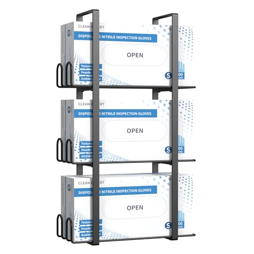 Giftormous Glove Holder Dispenser for Wall Mount, Black Metal Disposable