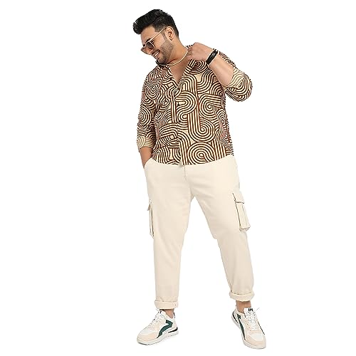 Image of Instafab Plus Men's Shirt for Casual Wear | Spread Collar | Short Sleeve | Button Closure | Plus-Size Fit | Cotton Shirt Crafted with Comfort Fit for Everyday Wear