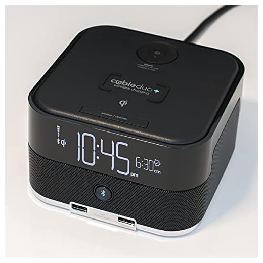 Brandstand | CubieDuo+ | User Friendly & Convenient Charging Alarm Clock | Qi Wireless Charger | Bluetooth Speaker |2 USB Ports