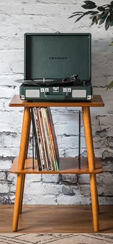 Image of Crosley CR8005F-EM Cruiser Plus Record Player, Dark Emerald | 3-Speed Turntable, Bluetooth In / Out, Built-in Stereo Speakers, Isolated Internal Speakers Minimize Vibration