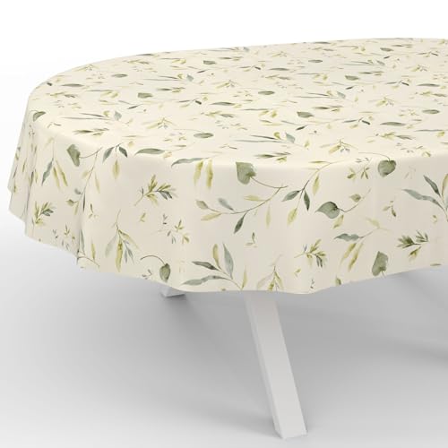 ANRO Wachstuchtischdecke Wachstischdecke Wachstuch Tischdecke abwaschbar Gartentischdecke Wasserabweisend Oval 180x140cm Schnittkante Canada Floral