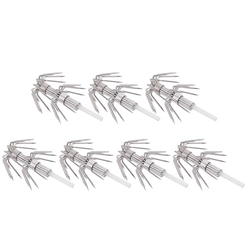 DECHOUS Anzuelos de Pesca para Calamar 7 Piezas Luminosos Gancho de Ancla Doble Capa de Acero Inoxidable para Pesca en Mar y Nocturna