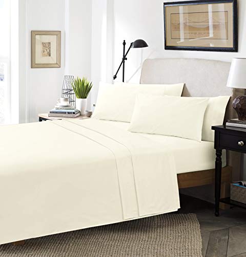 clicktostyle T400 Thread Cream Egyptian Cotton Sateen Satin Flat Sheets Hotel Quality (Single)