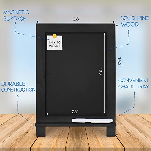 Egofine Wooden Chalkboard Sign, Tabletop Magnetic Chalkboard With Stand（Black）Small Countertop Chalkboard Easel Kitchen Memo Board Décor For Home, Café, Wedding #TOP1