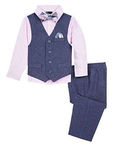 Nautica Baby Boys 4-Piece Formal Dresswear Vest Set with Bow Tie, Moody Blue, 12 Months