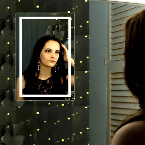 Image of Creative Arts n Frames LED Wall Mount HD Mirror with 3 Color Light Tone for Home Wall Living Room Bedroom Bathroom Hotel Decor Items (12x18 inch Rectangle)