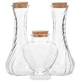 LOORGVEL 3 Stück Hochzeitssandzeremonie Glasflaschen mit Korkverschluss 130ml Schraubflaschen und Kleines Herzglas Langlebig Transparent Selbstgemacht Dekoration für Hochzeit und Geschenk