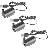【3個セット】USB給電 静音 小型水中ポンプ DC3-5V 1W 防水設計｜水槽・アクアリウム・水耕栽培対応 水循環ポンプ 省エネ (USBケーブル1m付属)