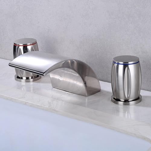 Grifo para Lavabo de baño en Cascada, grifos de tocador de Doble manija con Agua Caliente y fría, Grifo de baño de extensión G1/2,