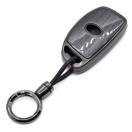 Image of KMH Marble Metal Car Key Cover Compatible with Hyundai Alcazar Creta 2022 Venue i20 Tucson Elantra Model 4 Buttons Smart Keycover with Keychain Key Shell Case Holder Protector Accessories (Gun Brown)