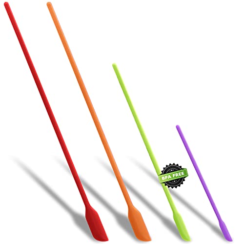 Anaeat Mini Silicone Spatulas - Set of 4 Multifunctional Small Kitchen Scraper Lotion Stirrer Tiny Makeup Beauty Spatula Reusable for Jam Jar, Cosmetic Bottles, Narrow Can and Thin Bottles (Colorful)