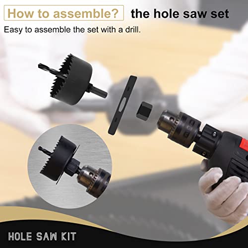 JOHOUSE Hole Saw Set, 24 PCS Hole Saw Kit with 3/4\"-6\"(19-152mm) 17PCS Saw Blades, 3PCS Drill Bits, 1 Installation Plate, 2 Mandrels and Tool Box, Suitable for Soft Wood Plywood Drywall PVC