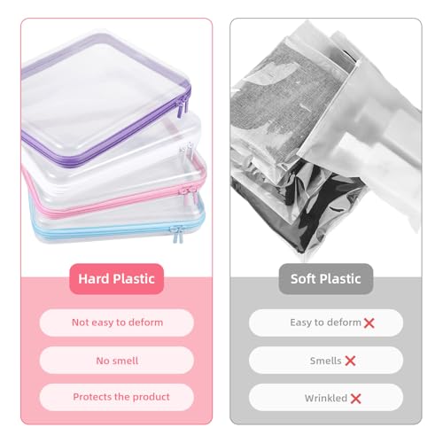Image of 4 Pcs Clear Hard Shell Zipper Case, Transparent Hard Clear Zipper Case, Large Portable Travel Makeup Bag Organizer Bin for Pencil Cosmetics Building Blocks Puzzles(4Colors)
