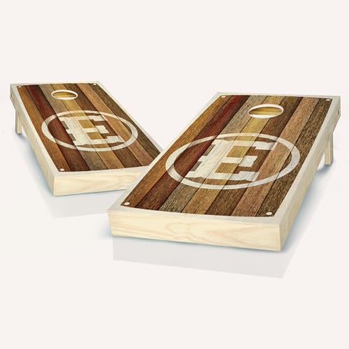 Skip's Garage Custom Barnwood Monogram Cornhole Set - Letter U + Corn Filled Bags - Include Carry Case